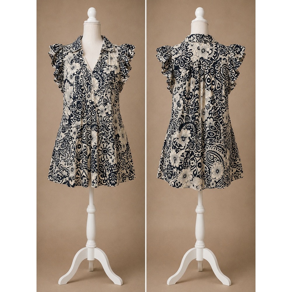 Boho Paisley Mini Dress M Umgee Festival Cottagecore boutique Cotton Dress
